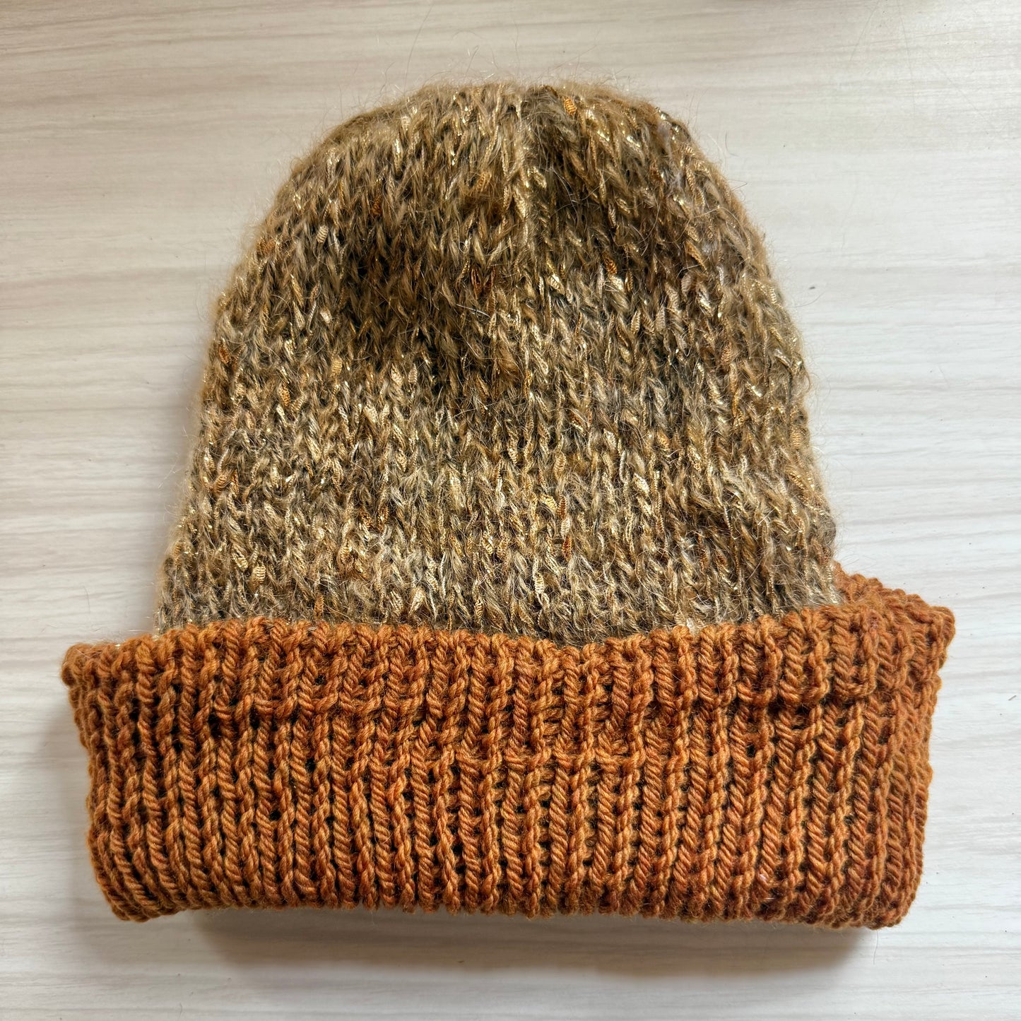 Adult small reversible handmade beanie
