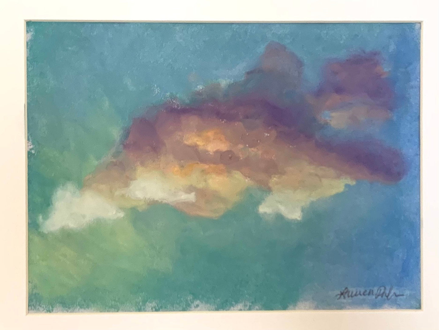 Cloud study (over Belmont Street) matted original oil pastel